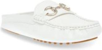 Anne Klein Centric Flats Womens White Leather Comfort Loafer Mule HTAT899