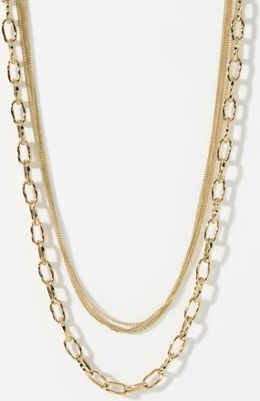 Pilgrim Womens Hammered link chains Set of 2 Exclusive Simons x Pilgrim collection