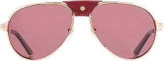 Cartier Santos de Cartier Polarized Burgundy Pilot Mens Sunglasses CT0296S 006 61