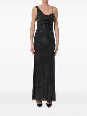 Self Portrait Rhinestone-embellished Draped Maxi Dress