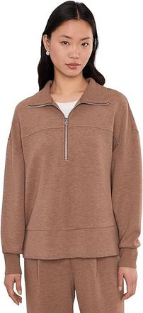 Varley Kayleigh 1/2 Zip Sweat Womens Sweatshirt Golden Bronze Marl : XXS, Elastane/Polyester/Viscose