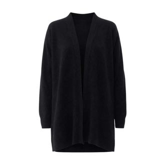 C.T. Plage Truien & Vesten, Dames, Zwart, S, Wol, Lange Knitted Cardigan