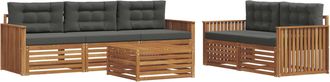 vidaXL Conjunto De Sof&aacute;s De Exterior 6 Uds. Natural Y Antracita Vidaxl