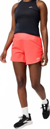 Brooks Womens Chaser 5 Shorts In Neo Cayenne