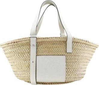 Loewe Pre-owned Tote Bags, female, Beige, Size: ONE SIZE Pre-owned Raffia Basket Tote Bag