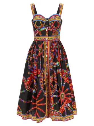 Dolce & Gabbana Multicolor Cotton Midi Womens Dress