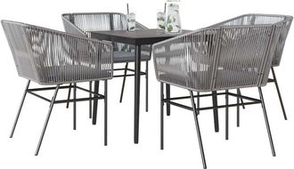 vidaXL Vidaxl - Juego Comedor Jard&iacute;n 5 Pzas Cojines Rat&aacute;n Sint&eacute;tico Vidrio Gris