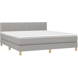 vidaXL Vidaxl - Cama Box Spring Con Colch&oacute;n Tela Gris Claro 160x200 Cm