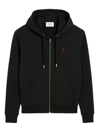 Ami Zipped Hoodie With Red Ami de Coeur