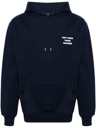 Dr&ocirc;le de Monsieur Navy Blue Slogan Print Hoodie