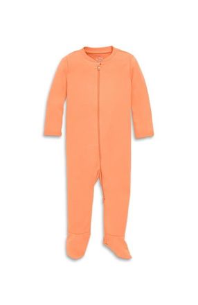 primary Baby Organic Zip Footie In Solid in Goldfish at Nordstrom, Size Newborn