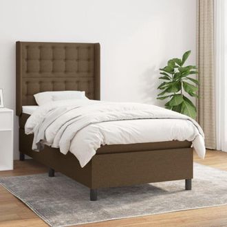vidaXL Vidaxl - Cama Box Spring Con Colch&oacute;n Tela Marr&oacute;n Oscuro 100x200 Cm
