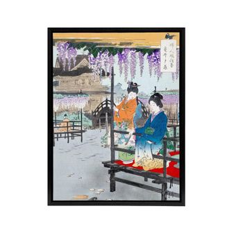 Artery8 Maidens Overlooking Fish Pond Framed Canvas Wall Art Print Ogata Gekko | Size: W24 x H32