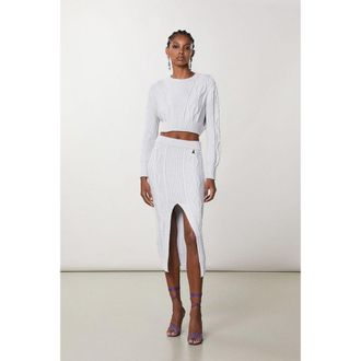 Patrizia Pepe White Viscose Midi Womens Skirt