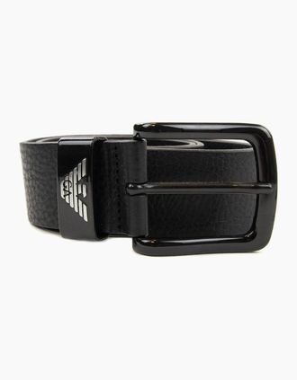Emporio Armani Mens Emporio Armani Eagle Tonque Logo Belt Black - Size: 115