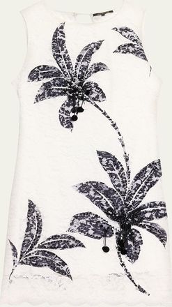 Kobi Halperin Maren Sleeveless Palm Leaf-Print Lace Dress