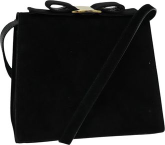 Ferragamo Vara Black Suede Shoulder Bag (Pre-Owned)