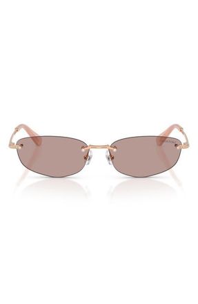 Swarovski 57mm Irregular Sunglasses in Rose Gold /Light Purple Brown at Nordstrom