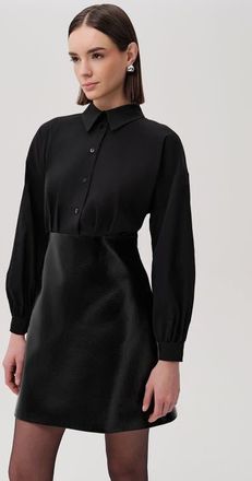 Exquise Fiori Mini Shirt Dress in Black at Nordstrom, Size X-Large