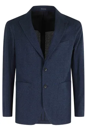 Tagliatore Blue Montecarlo Single-Breasted Cotton Jersey Blazer