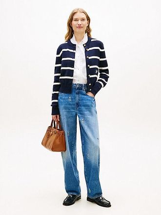 Tommy Hilfiger Crest Embroidery Mid Rise Barrel Leg Jeans