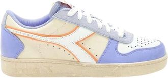 Diadora Paarse Leren Lage Basketball Sneakers - Dames - Sneakers - Paars - 38 EU - Leer - Schoenen