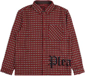 Pleasures Giacca-camicia con stampa a croce White - Rosso