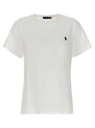 Ralph Lauren White Solid Crew Neck T-Shirt