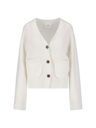 Lisa Yang Cropped V-Neck Button Knit Sweater