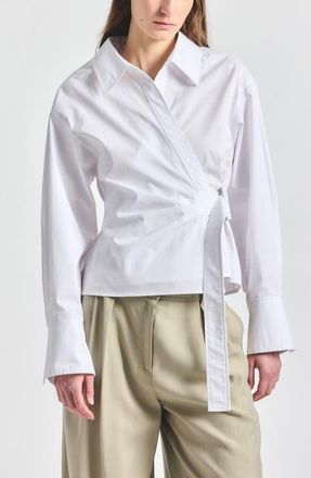 Derek Lam Gavin Wrap Shirt in White at Nordstrom, Size 00