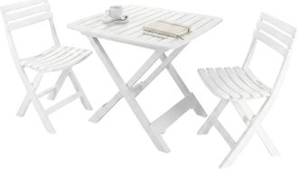 Dmora Ensemble DExt&eacute;rieur Compos&eacute; De : 2 Chaises Et 1 Table, Made In Italy, Couleur Blanche - Dmora