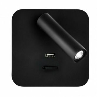 Fabrilamp Fabrilamp - Aplique 3w 4000k Giotto Cuadrado Negro Puerto Usb 150lm C/interruptor 14x14x12cm Orientb