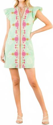 THML Clothing Floral Embroidery Dress In Mint