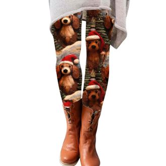Generic Womens Christmas Leggings Plus Size Xmas Santa Claus Pants Novelty Print Xmas Tights Ladies Active Workout Yoga Leggings, Blue, 3XL