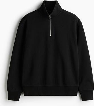 H&M Sweatshirt mit Zipper in Loose Fit - Schwarz