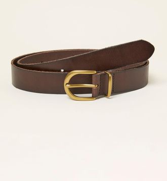 Fat Face FatFace Chocolate Brown Plain Leather Belt