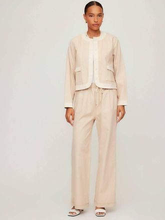 Fifteen Twenty Myra Contrast Cropped Jacket In Khaki And Cream