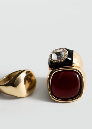 Mango Pack 3 anelli combinati oro - Donna - M - MANGO