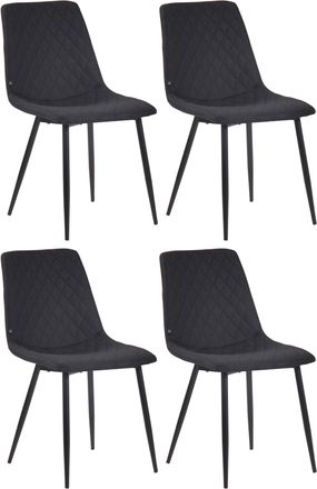 Clp Clp - Juego De 4 Sillas De Comedor Telde Tapizadas En Tela Negro