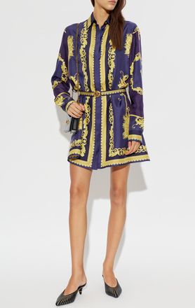 Versace Silk Dress, Womens, Navy Blue