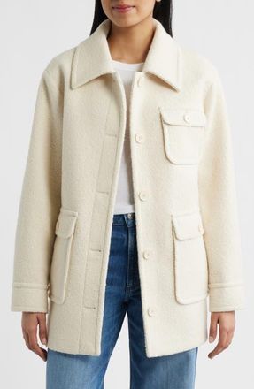 Bernardo Boucl&eacute; Shirt Jacket in Cream at Nordstrom, Size Xx-Large