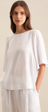 Seidensticker Shirtbluse SEIDENSTICKER Schwarze Rose, Damen, Gr. S(36), weiss (wei&szlig;), 100% Leinen, unifarben, regular fit, Rundhals, Blusen Shirtbluse, 1/2 Rundhals