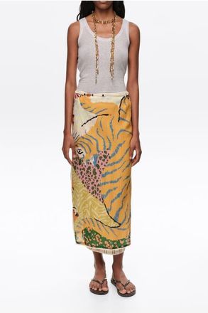 Bimba & Lola Patchwork Linen Sarong Skirt in Wild at Nordstrom, Size Medium