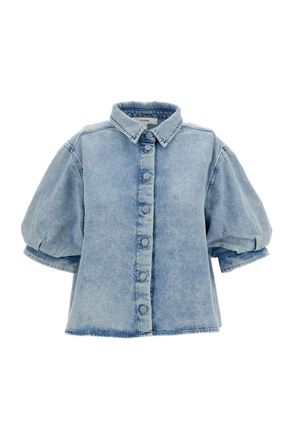 Frame Denim Short-Sleeved Denim Chambray Billow Shirt