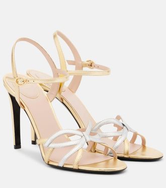Valentino Garavani Sandali in pelle metallizzata con fiocco
