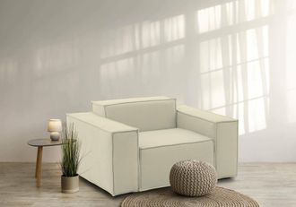 Talamo Italia Sill&oacute;n Cristiana, Sill&oacute;n, 100% Made In Italy, Sill&oacute;n Relax En Tela Tapizada, 160x95h70cm, Beige, Con Embalaje Reforzado - Talamo Italia
