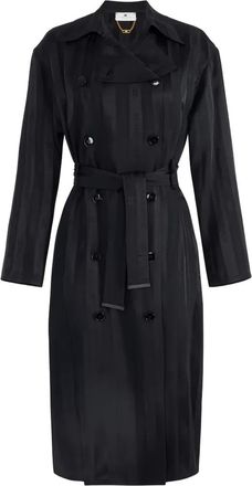 Elisabetta Franchi double-breasted striped trench coat - women - Triacetate/Viscose - 38 - Black