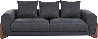 Beliani 3 Seater Sofa Black Fabric Upholstery Wooden Legs with Armrests Loveseat Living Room Modern Style VINLIDEN