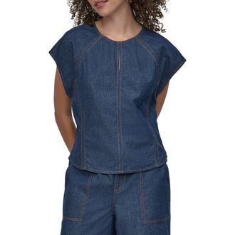 DKNY Seamed Denim Top in Crosby Wash at Nordstrom Rack, Size X-Small