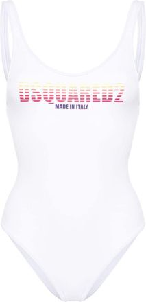 Dsquared2 logo-print swimsuit - women - Polyamide/Elastane - 44 - White